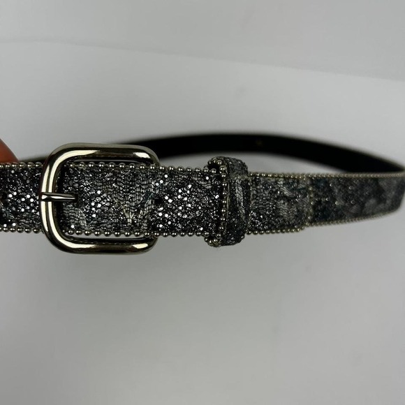 The Unbranded Brand Accessories - Black Silver Mesh Glitter Coquette Belt with Silver Rhinestones Sz ML